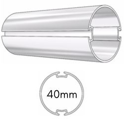 Profile and cut section of the 40mm Louvolite Barrell system.